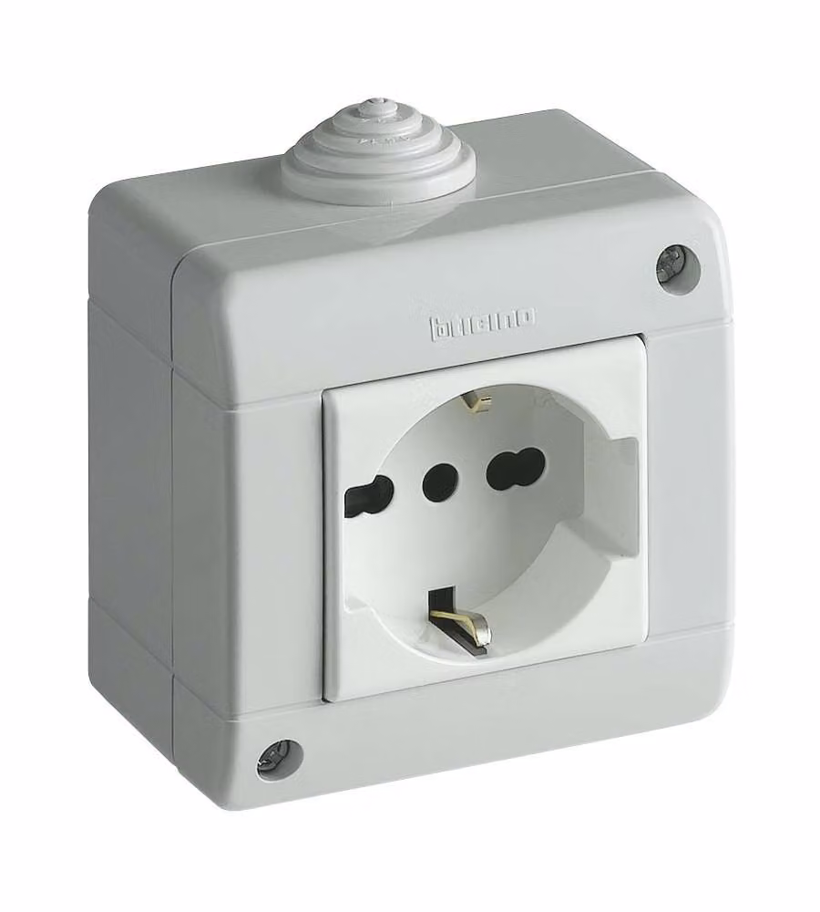 Bticino Presa Schuko Bipasso - Grigio - IP40