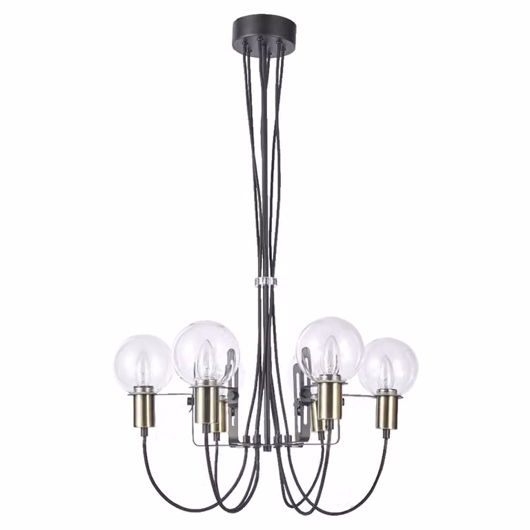 Lampada a sospensione ABRAZO 6xE14/40W, ottone satinato/chiaro, Ø: 61 H: 100 cm, attacco E14, dimmerabile