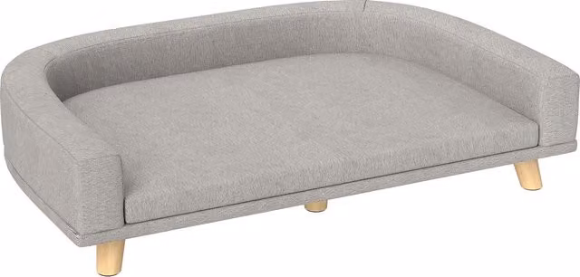 PawHut Divano per Cani di Taglia Grande con Cuscino Sfoderabile in Poliestere e Legno, Grigio, L 98 x P 67 x H 25 cm – 1