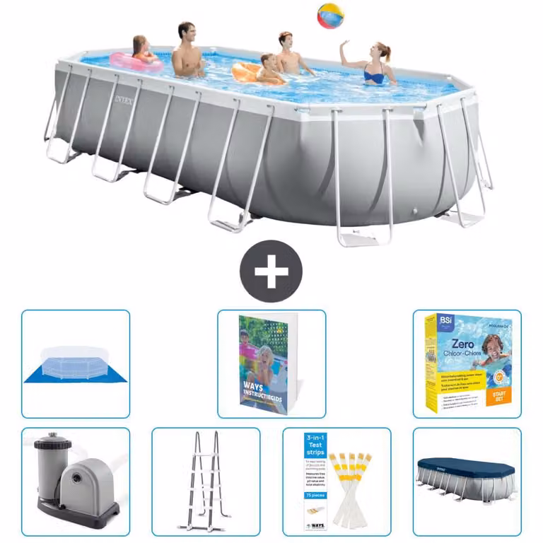 Piscina ovale con struttura a telaio Prism - 610x305x122 cm - 6 pezzi - Modello S546