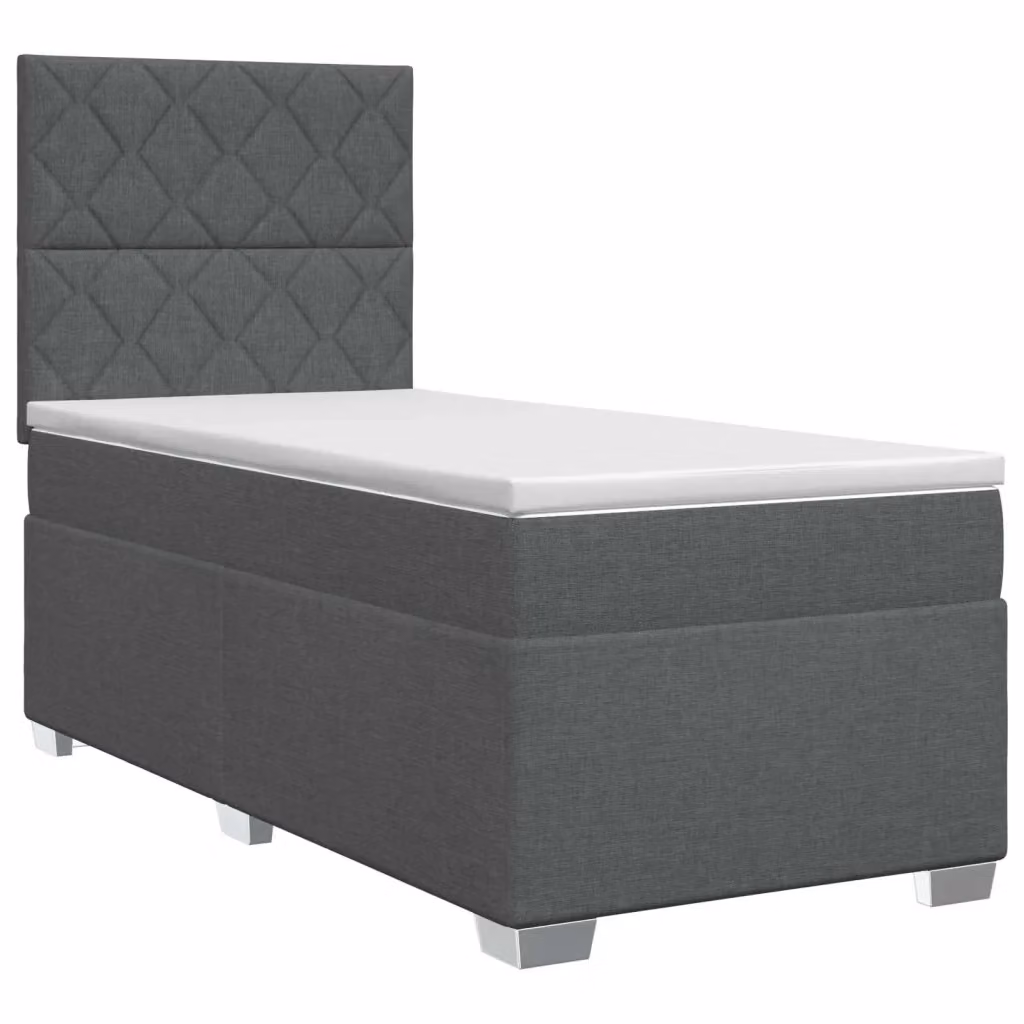 Letto box spring con materasso vidaXL in tessuto grigio e bianco, modello moderno con molle a tasche, L/P/H: 90 x 190 x 46 cm – 2