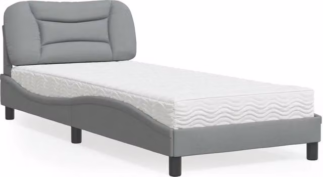 Letto con Materasso-Struttura Letto con Materasso Hvar Grigio Chiaro 90x200 cm in Tessuto