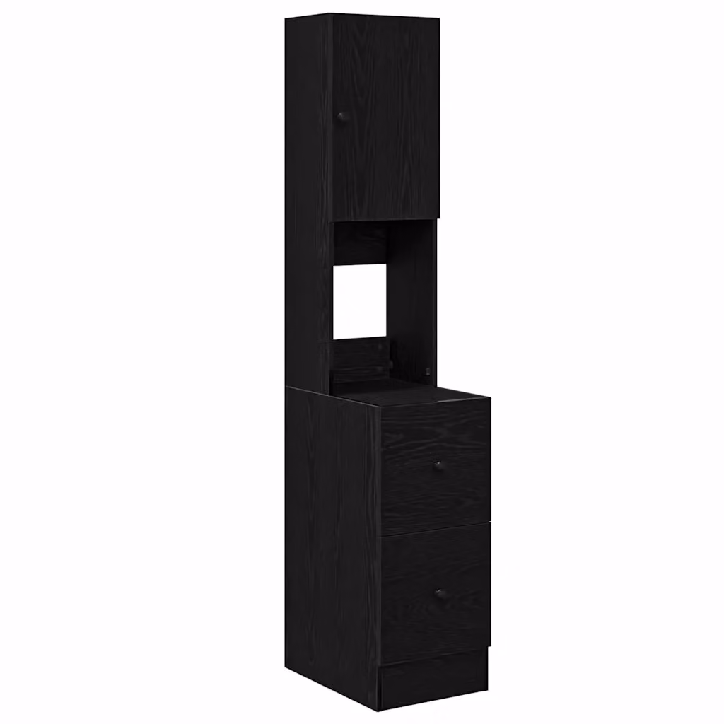 Credenza da cucina con cassetto e buffet vidaXL in rovere e nero L: 32 cm, P: 50 cm, H: 180 cm – 2
