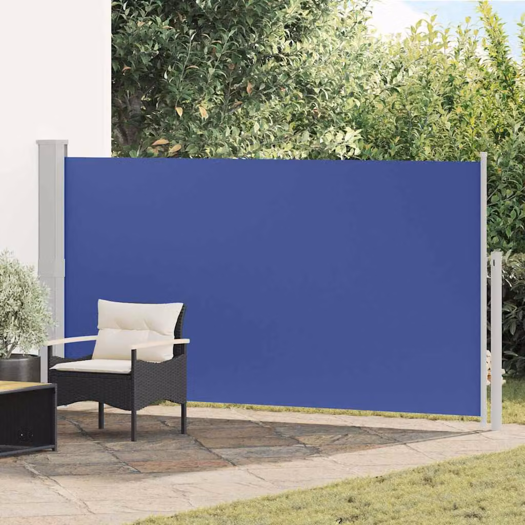 Tenda Laterale Retrattile per Patio vidaXL in Poliestere e Acciaio, Blu, L: 300 cm, H: 170 cm