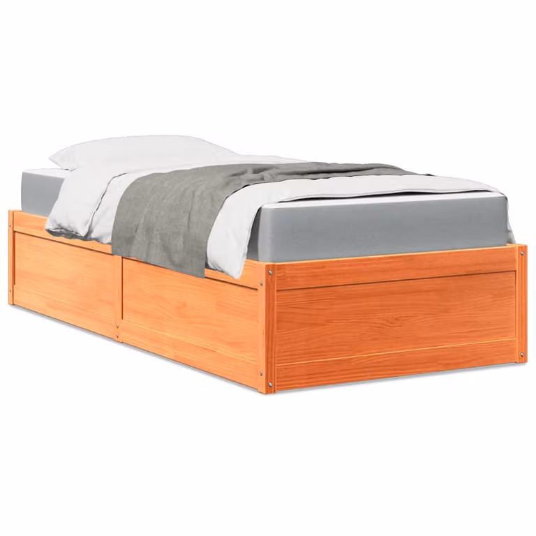 Letto con Materasso vidaXL in Legno Massello di Pino con Cassetti, Stile Rustico Cerato, L/P/H: 206.5 x 106.5 x 37.0 cm, 100x200 cm