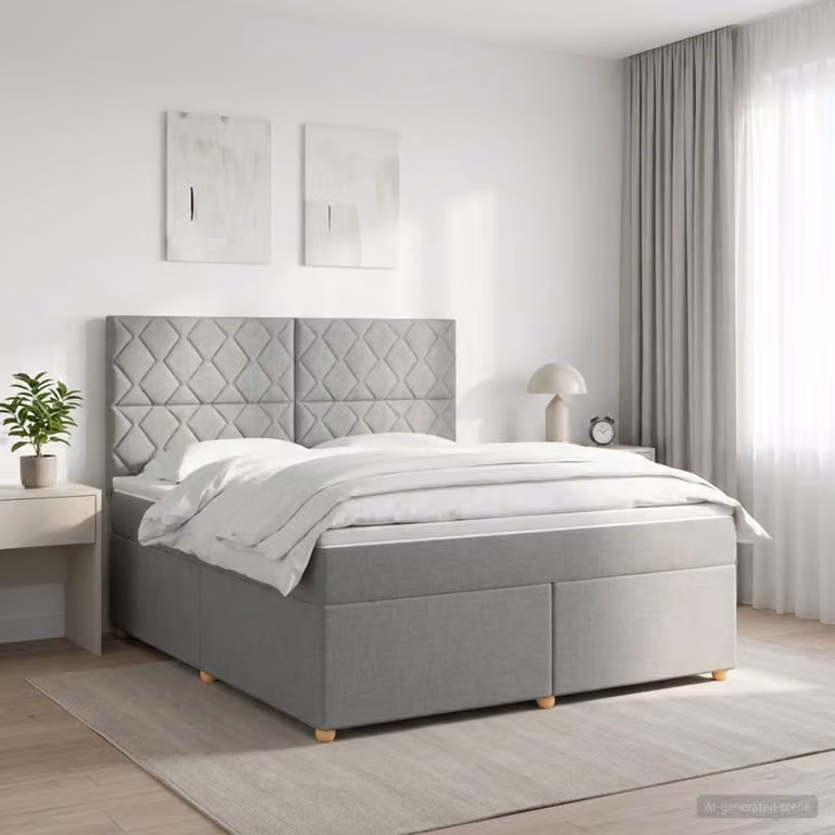 Letto box spring ibrido vidaXL con materasso a molle insacchettate Grigio e Bianco L/P: 180 x 200 cm