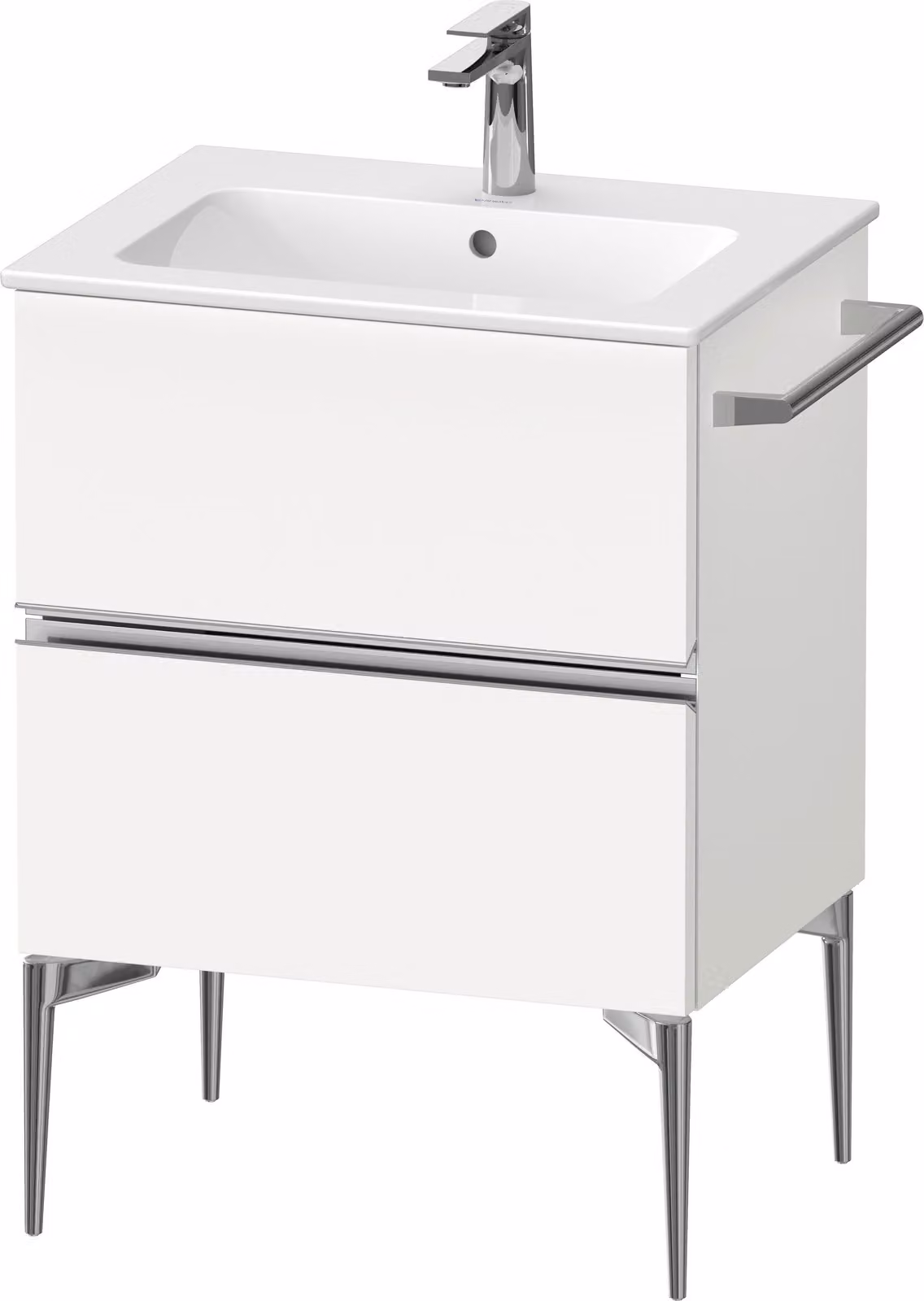 Duravit Sivida bâti-support pour lavabo, 2 tiroirs, poignée profilée chromée, 610x477x591mm, pour ME by Starck, SV4643010180000, SV4643010180000