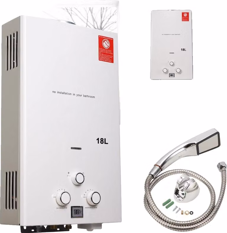 Scaldabagno a gas, scaldabagno istantaneo, fino a 18 litri al minuto, bianco, 16L 32KW