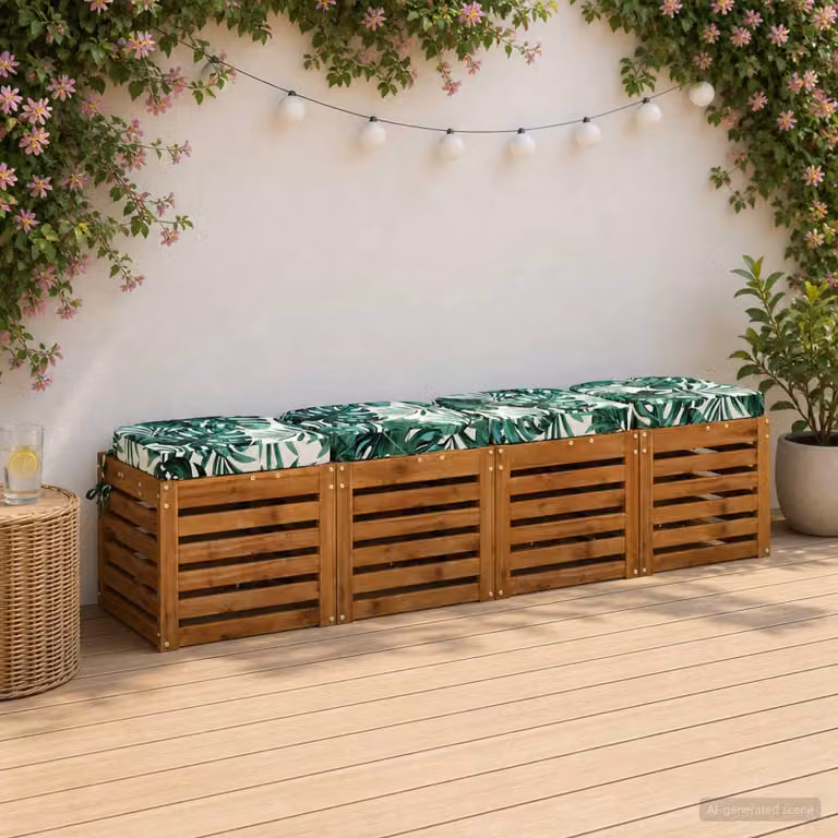 Set di 4 cuscini per sedile vidaXL SOEST in poliestere, multicolore verde, con imbottitura in schiuma e rivestimento lavabile