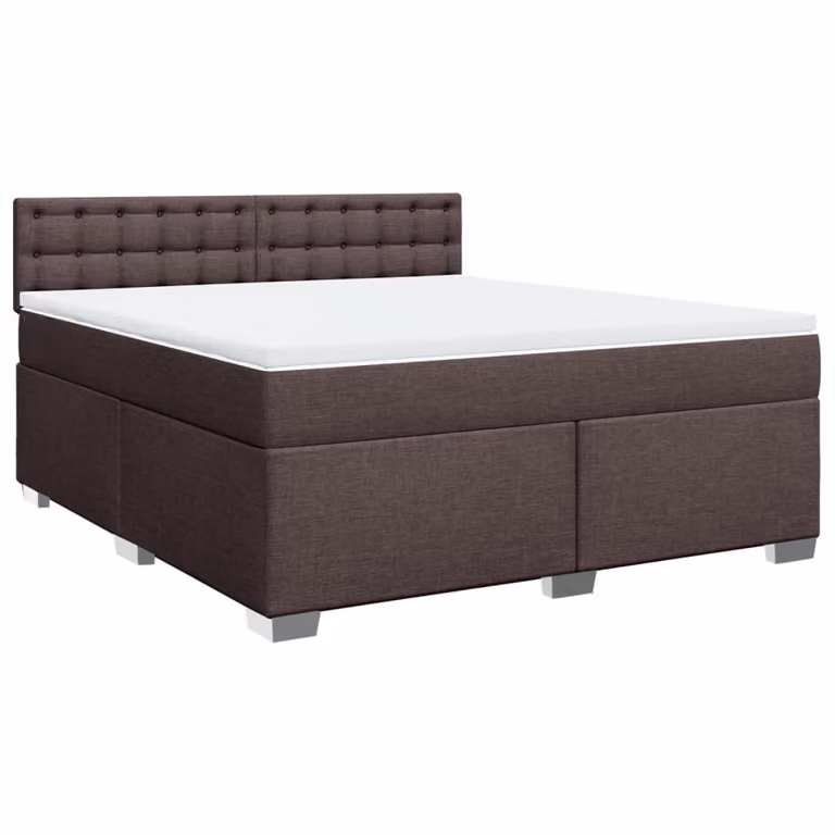 Giroletto a Molle con Materasso Marrone Scuro 180x200cm Tessuto