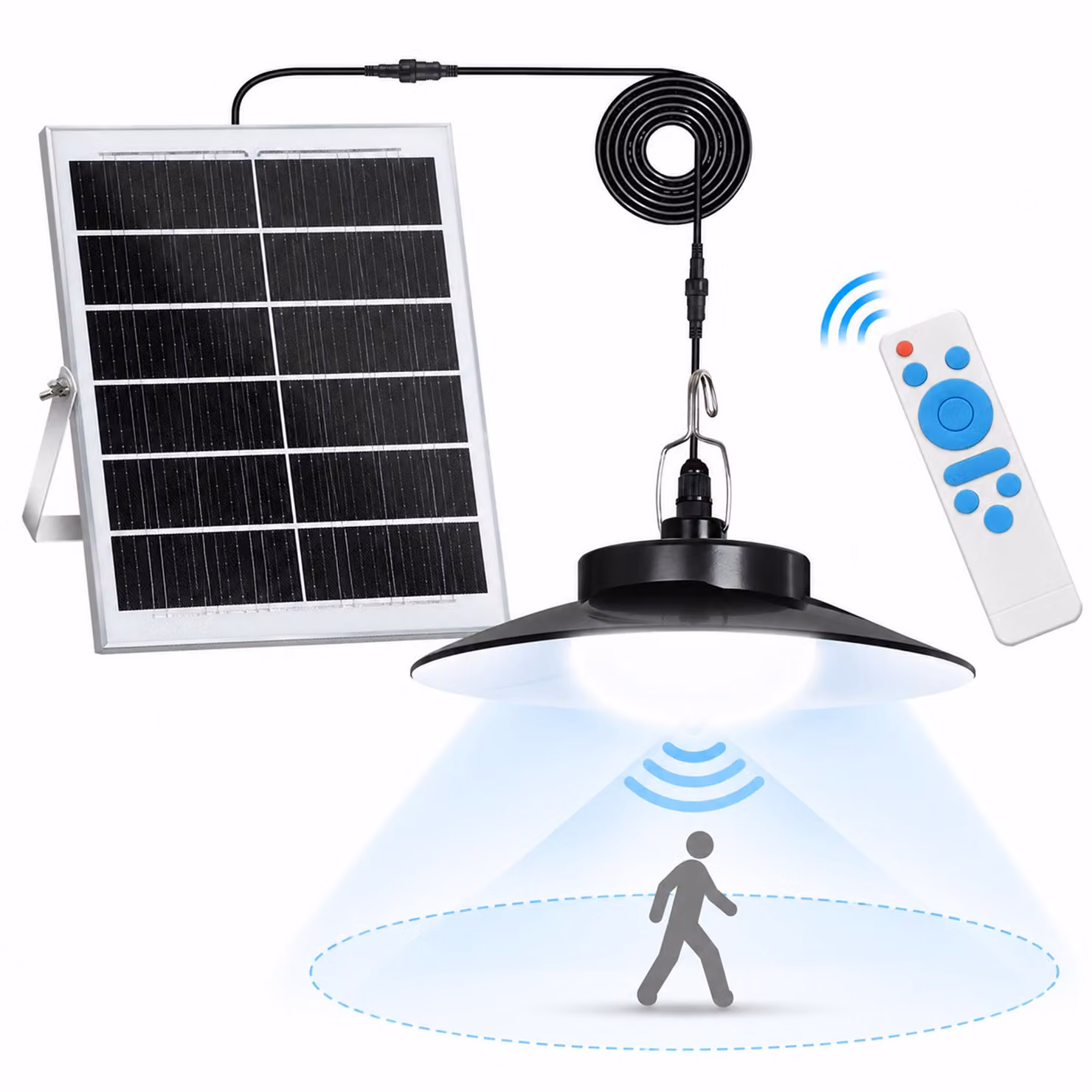 Luce solare LED a sospensione lampade solari per esterni interni rilevatore di movimento Luce solare LED a sospensione luci solari a sospensione per padiglioni garage ripostigli