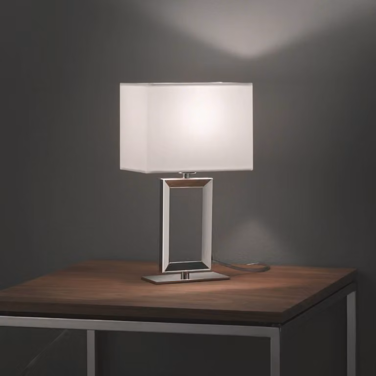 Helestra Lampada da tavolo Enna 2, Bianco / Opale, Soggiorno / Sala da pranzo, Tessuto / Stoffa / Seta, Moderno, Lampada da tavolo
