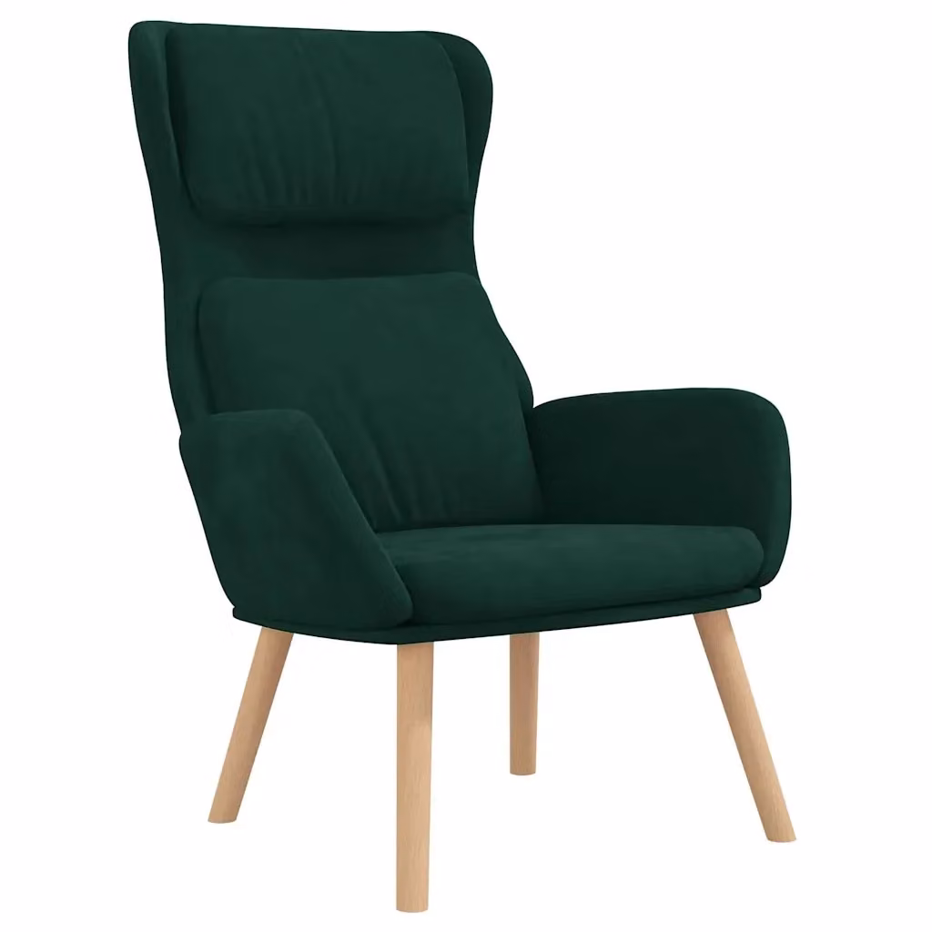 Poltrona Relax Moderna in Velluto Verde con Braccioli e Struttura in Metallo e Legno – 2