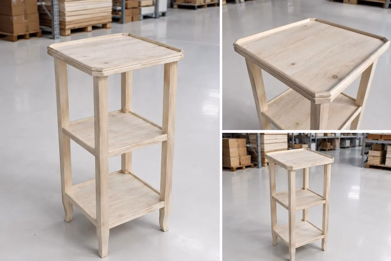 Consolle etagere in legno grezzo marrone Mobili 2G L/P/H: 40 x 40 x 81 cm – 2