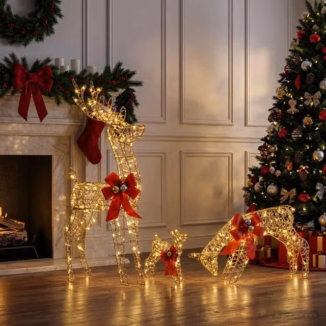 Decorazione natalizia famiglia di renne 3 pz 200 LED 42049561