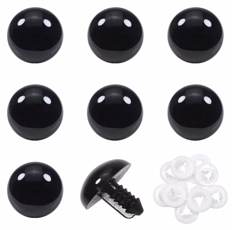 Occhi di sicurezza da 24 mm, 40 pezzi, neri, in plastica, con rondelle
