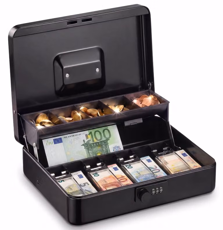 Solidchoice - Cassa portatile in acciaio con serratura a combinazione e scomparto per monete