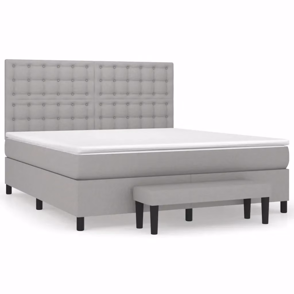 Letto Ibrido con Giroletto a Molle e Materasso vidaXL Grigio Chiaro e Bianco L/P/H: 160 x 200 x 128 cm – 2
