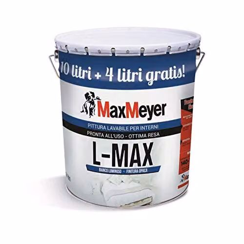 MaxMeyer Idropittura Lavabile Bianca Opaca 14 L Pronta all'uso Interni