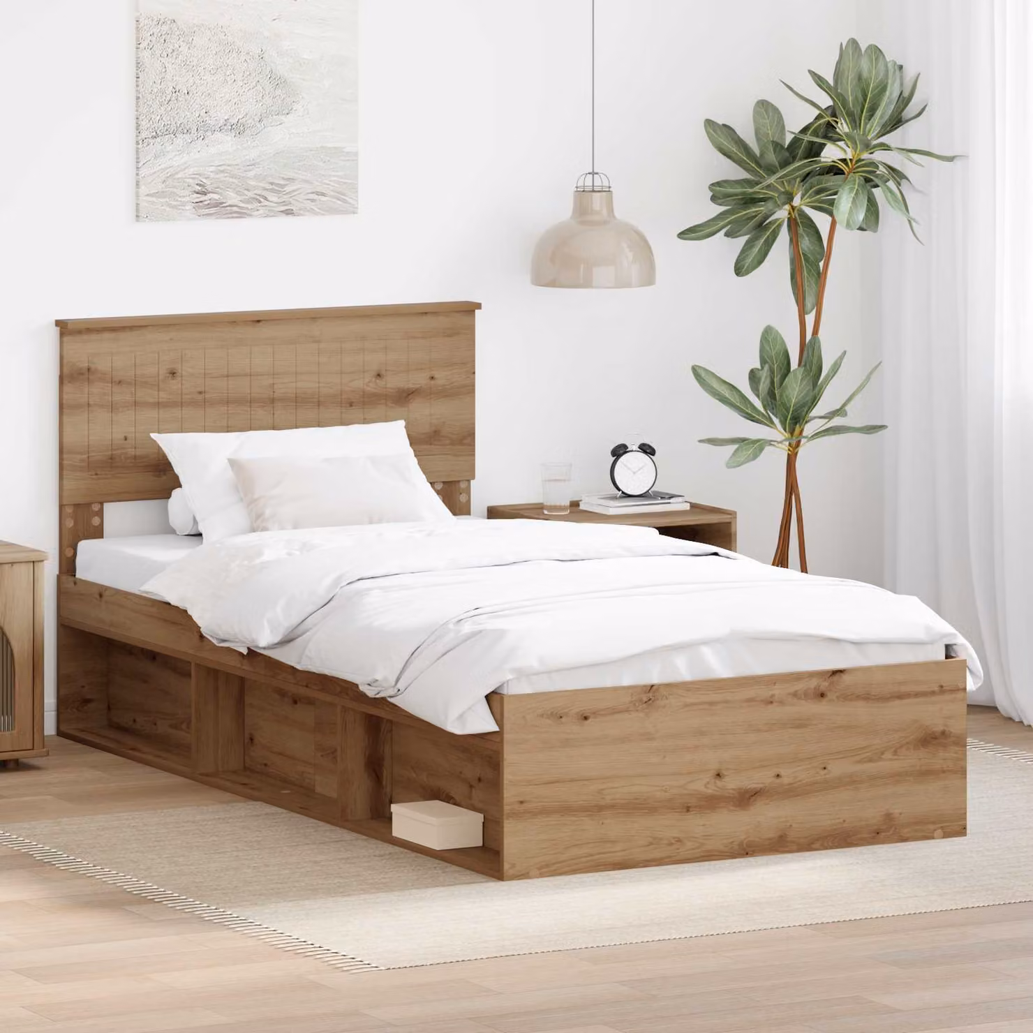 Struttura del letto vidaXL in legno di pino color marrone con doghe fisse L/P/H: 200 x 100 x 90 cm – 1