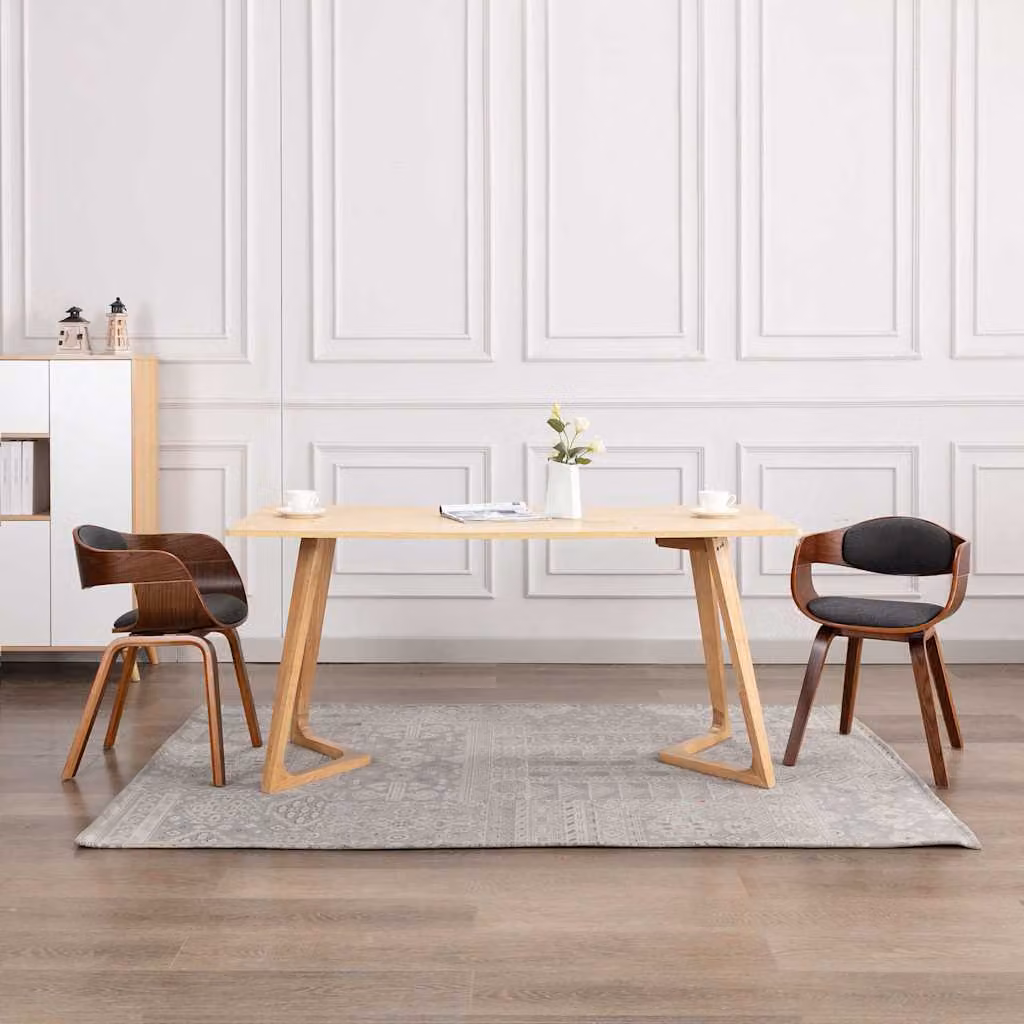 Set di 2 sedie da pranzo moderne vidaXL in legno e tessuto grigio per cucina e sala da pranzo – 1