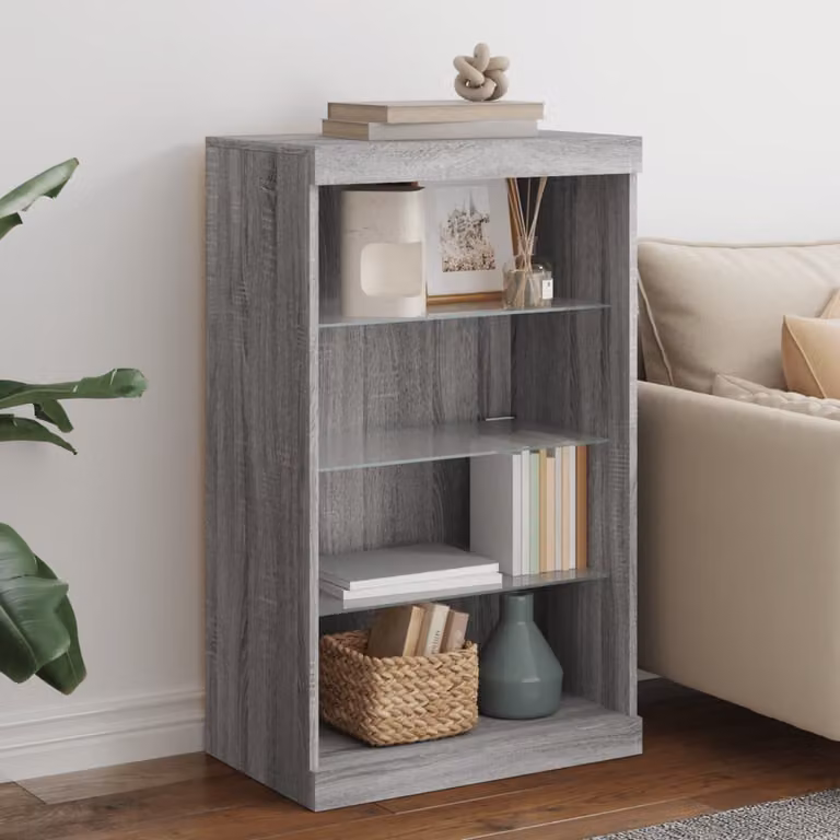 Credenza moderna vidaXL con luci LED in legno Grigio Sonoma L: 60,5 cm, P: 37 cm, H: 100 cm