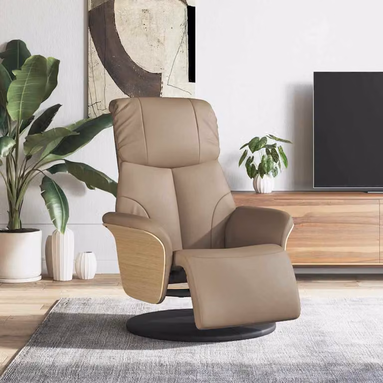 vidaXL Poltrona Reclinabile con Poggiapiedi in Similpelle Marrone con Base Girevole 360 Gradi