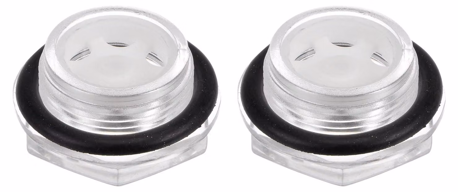 Spia di controllo in vetro per compressore d'olio, filettatura M27 x 1,5 mm, in plastica, trasparente