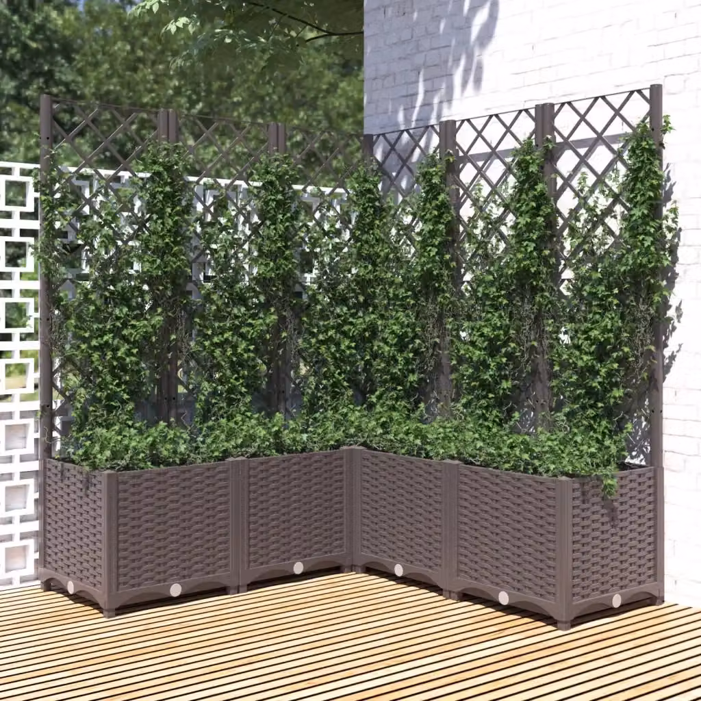 Fioriera con graticcio per piante rampicanti DESIGN IN, colore marrone, in plastica, L/P/H: 120 x 40 x 136 cm – 2