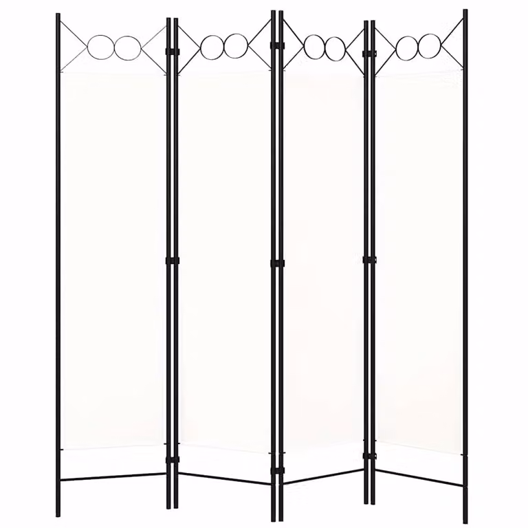 vidaXL Paravento a 4 Pannelli Bianco con Design Geometrico Moderno L: 180 cm, H: 160 cm