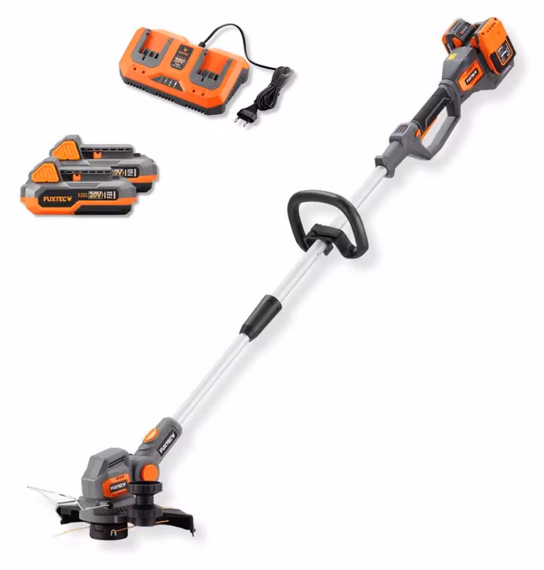 Decespugliatore a batteria FUXTEC FX-E2RTSET | Tagliaerba 2x20 V | Larghezza di taglio 30 cm | Manico telescopico | Testina di taglio orientabile | 2 batterie incluse