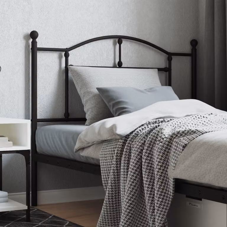 Testiera di ricambio vidaXL in metallo nero laccato, stile classico, L: 112 cm