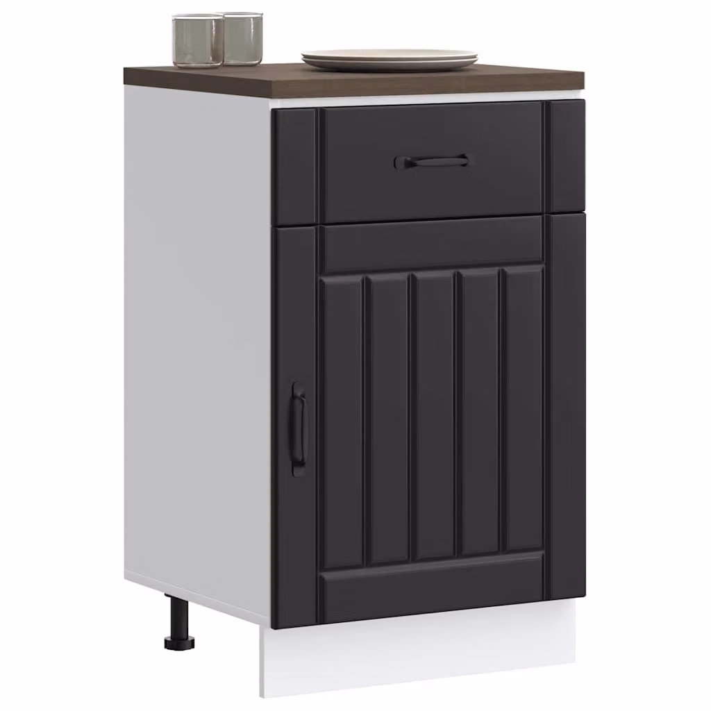 Base da cucina moderna vidaXL Lucca in legno nero opaco L: 46 cm, P: 50 cm, H: 81,5 cm