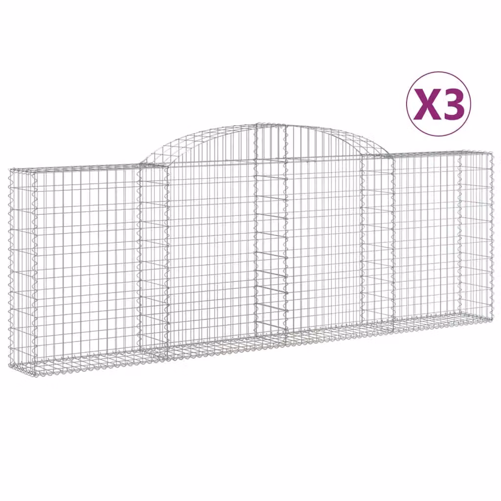Cesti Gabbioni ad Arco 3 pz 300x30x100/120 cm Ferro Zincato