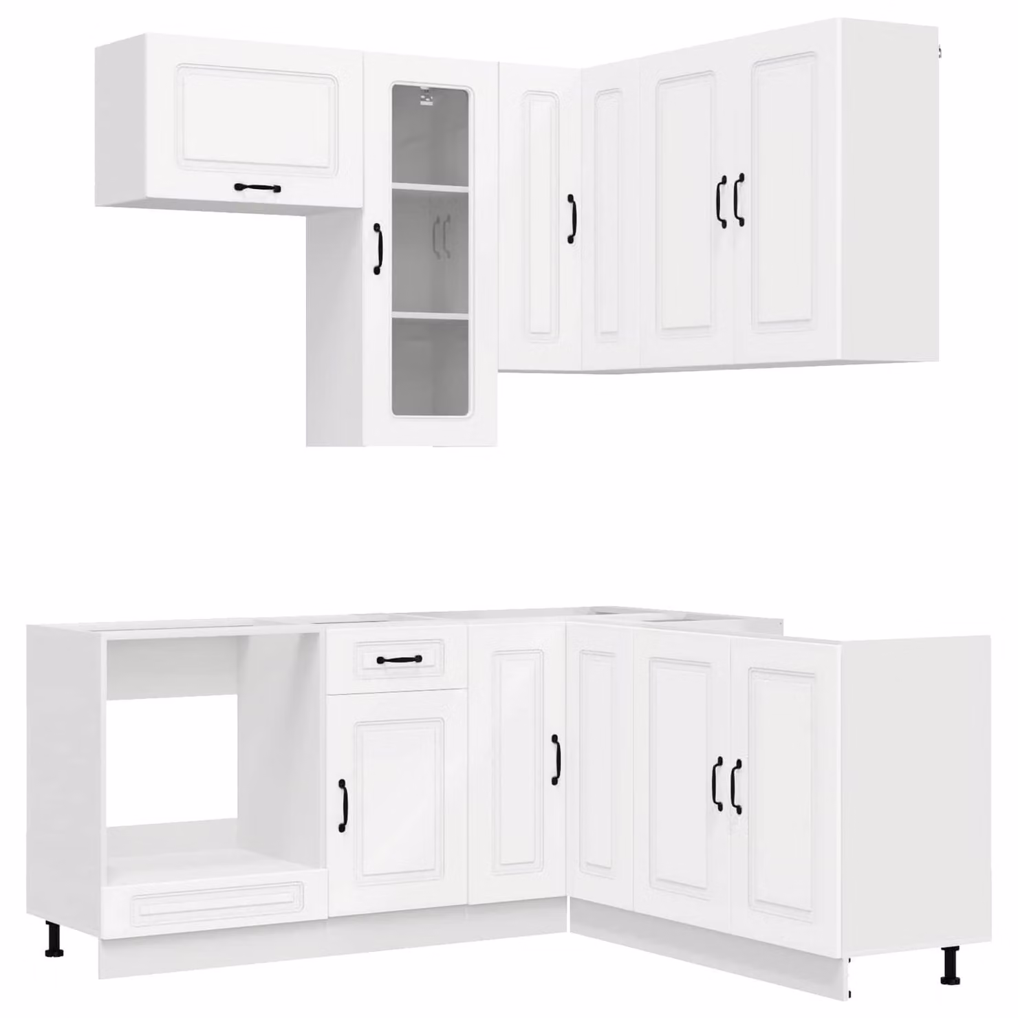 Set di mobili da cucina KALMAR, 8 pezzi, bianco, realizzato in legno composito