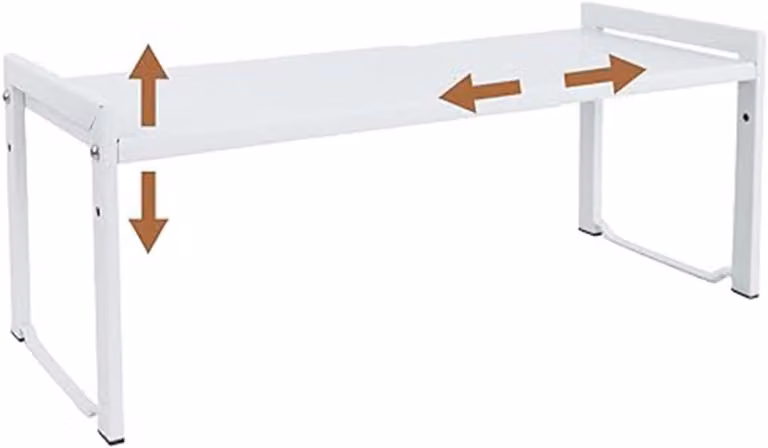 Ripiano per cucina, regolabile da 33 a 66 cm, impilabile, organizer, bianco, per la cucina