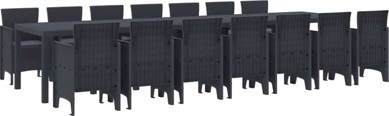 Set da pranzo da giardino con cuscini 15 pcs Antracite PP
