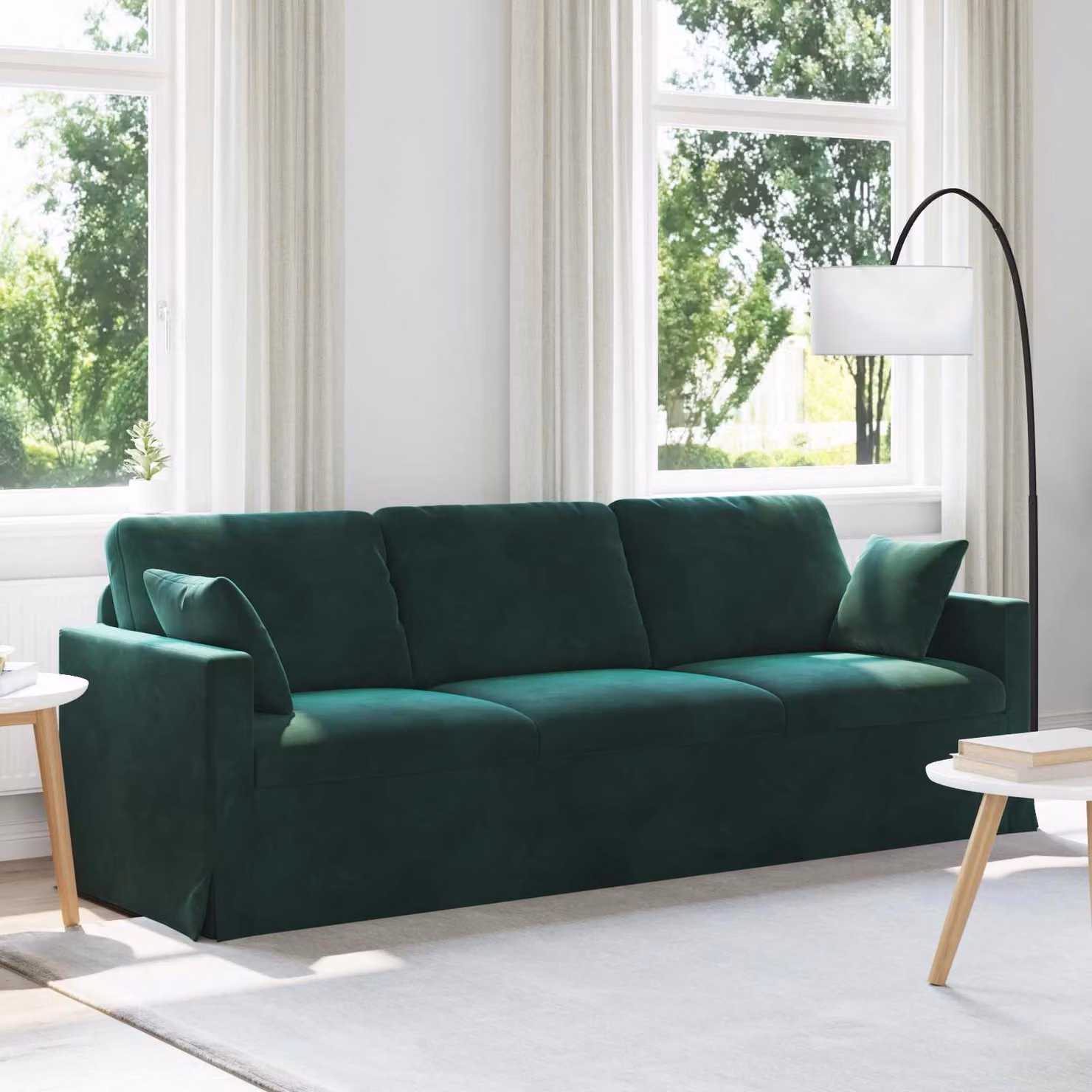 vidaXL Divano Verde Scuro 228 x 78 x 80 cm Velluto