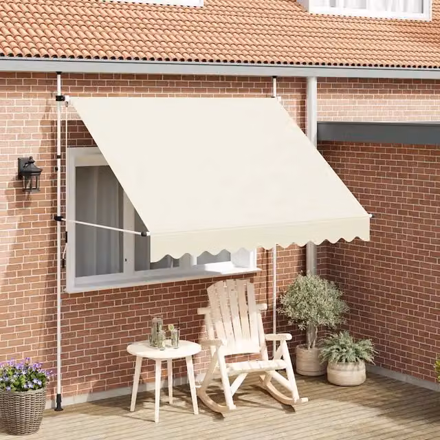 Tenda da sole retrattile manuale DESIGN IN per patio in poliestere e acciaio, colore beige, L: 300 cm, P: 250 cm – 1