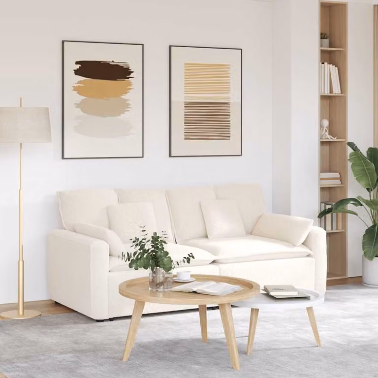 vidaXL Divano Modulare Moderno in Tessuto Beige con Cuscini e Struttura in Metallo e Legno