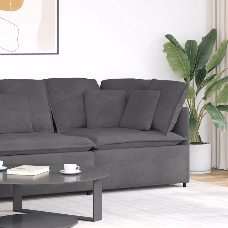 vidaXL Modulo Angolare Divano Modulare con Cuscini Grigio Scuro L: 100 cm