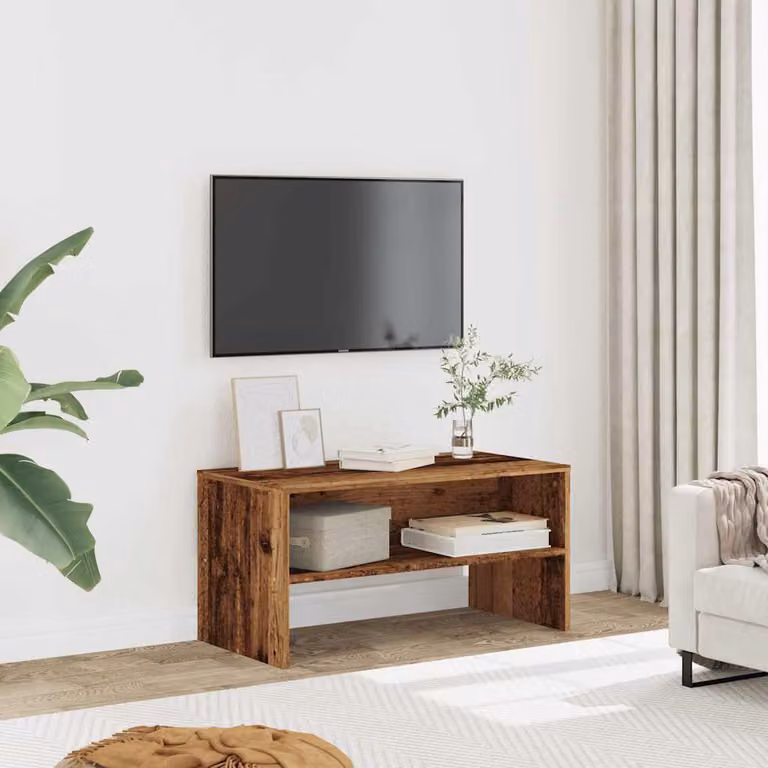 vidaXL Mobile Porta TV in Legno Antico Marrone con Ruote L/P/H: 80 x 40 x 40 cm
