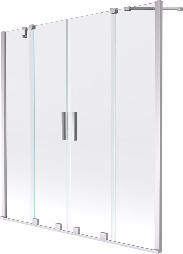Mexen Velar Duo paravento vasca da bagno 2 ante scorrevoli 150 x 150 cm, trasparente, cromo - 896-150-000-02-01