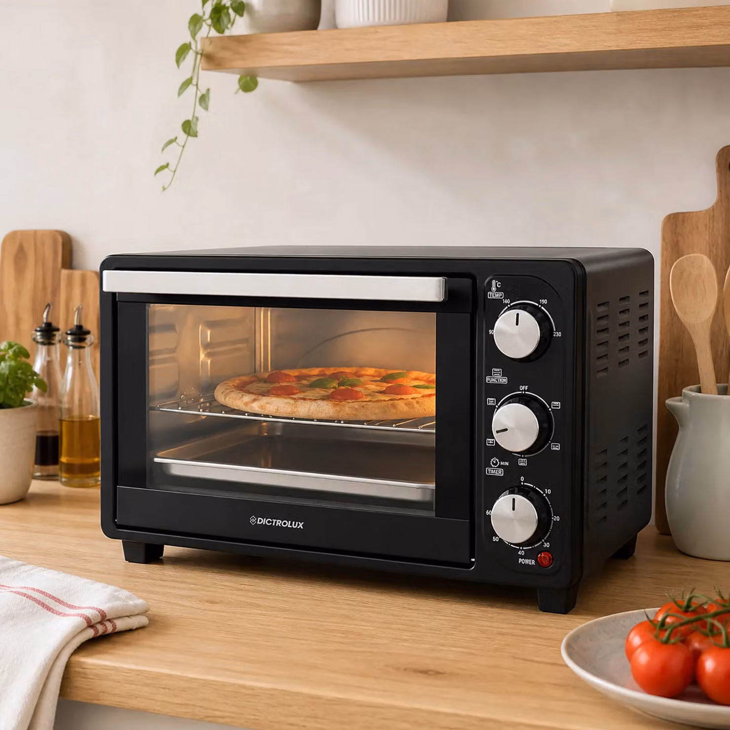 Forno ventilato Dictrolux Black Evolution da 23 litri con timer e funzione aria calda da 1380 Watt – 2