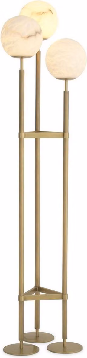 Casa Padrino lampada da terra in ottone antico / alabastro 42,5 x 37 x H. 172 cm - Lampada da terra moderna con paralumi rotondi in alabastro - Luxury Lights