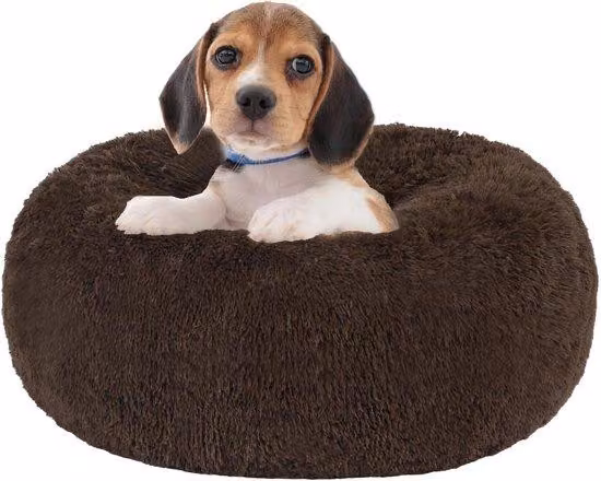 Cuccia ortopedica per cani, cuscino rotondo per cani, divanetto per cani, lettino per gatti, a forma di ciambella, cuccia morbida e coccolosa, lavabile, Ø 60 cm, marrone