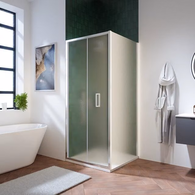 Box doccia 80x90 cm con apertura a libro vetro 6mm opaco h195 cm | Aruba