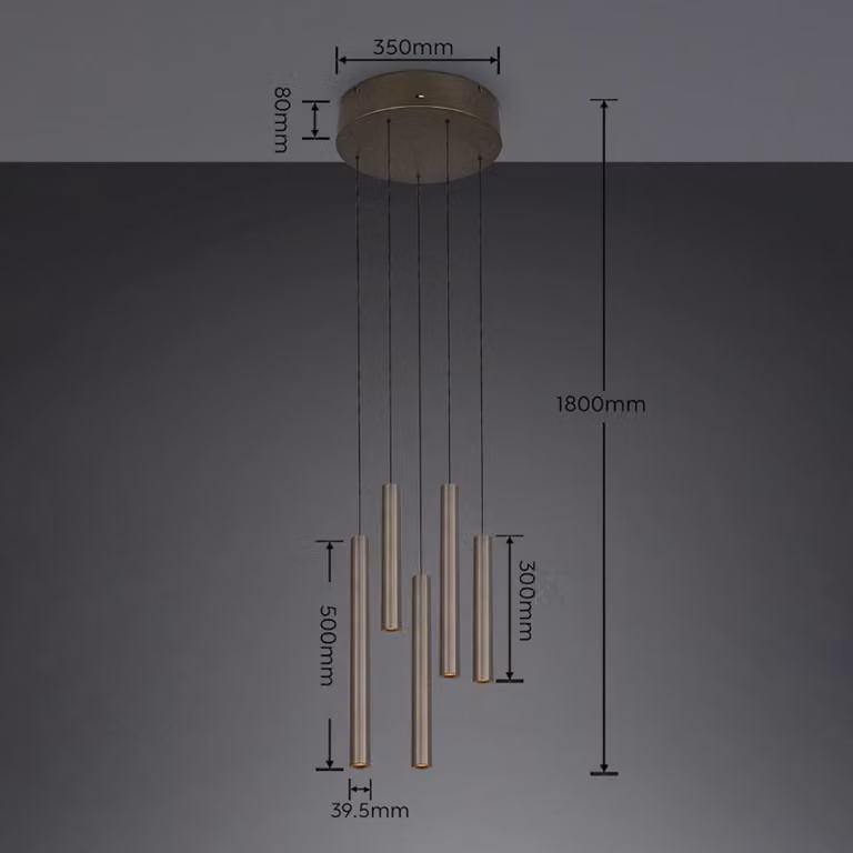 Trio Lighting Lampada a sospensione Arimato, Alluminio / Grigio / Zincato, Soggiorno / Sala da pranzo, Metallo, Moderno, Lampada a sospensione