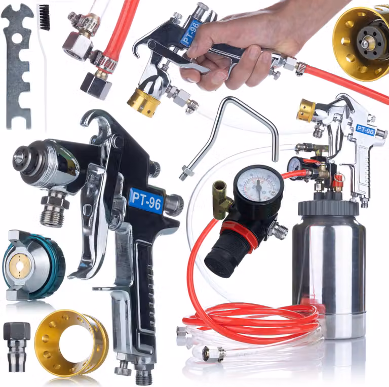 Rosfix Pistola a Spruzzo per Vernice Ad Aria Compressa Set 2L – Ugello da 1,4 mm, Tubo da 2 m, 325 l/min