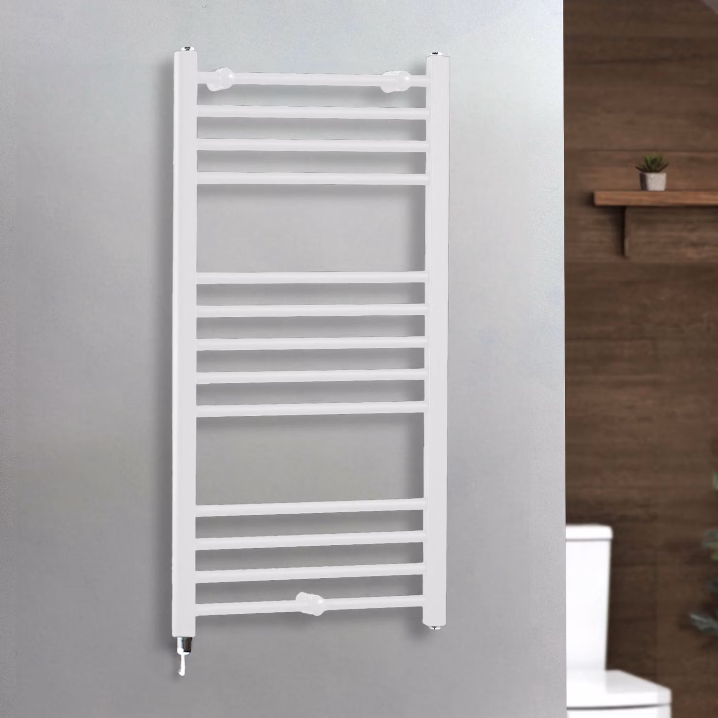 Scaldasalviette Elettrico con Elemento Riscaldante Semplice con Presa Elettrica - 1000mm x 500mm  - Bianco – Ive - ECOSO by Hudson Reed